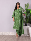 Green Jaal Thread Embroidered Straight Kurta With Trousers And Dupatta