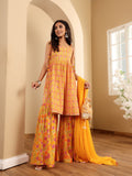 Varanga Women Floral Printed Strappy Flared Kurta With Sharara & Dupatta