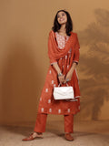 Varanga Women Chikankari Embroidered Gathered Kurta With Trouser & Dupatta