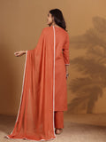 Varanga Women Chikankari Embroidered Gathered Kurta With Trouser & Dupatta