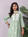 Varanga Women Chikankari Embroidered Gathered Kurta With Trouser & Dupatta