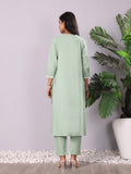 Varanga Women Chikankari Embroidered Gathered Kurta With Trouser & Dupatta