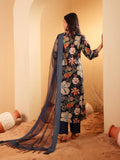 Varanga Women Navy Blue Bold Floral Printed Sequinned Embroidered Kurta With Trouser & Dupatta