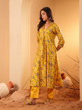 Varanga Women Yellow Floral Printed Sequinned Embroidered Kurta With Trouser & Dupatta