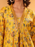 Varanga Women Yellow Floral Printed Sequinned Embroidered Kurta With Trouser & Dupatta