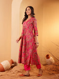 Varanga Women Pink Paisely Printed Sequinned Embroidered Kurta With Trouser & Dupatta