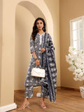 Varanga Women Ethnic Floral Printed Kurta With Trouser & Dupatta