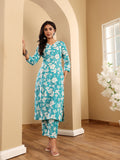 Varanga Women Floral Printed V Neck Kurta With Trouser & Dupatta