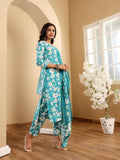 Varanga Women Floral Printed V Neck Kurta With Trouser & Dupatta