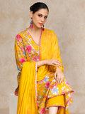 Floral Printed Boho Look Flared Sleeve Kurta With Trouser & Dupatta