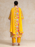 Floral Printed Boho Look Flared Sleeve Kurta With Trouser & Dupatta