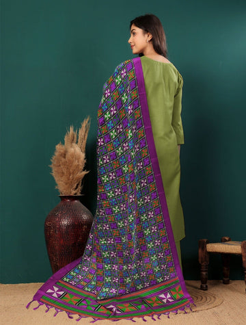 Varanga Women V Neck Straight Kurta With Pants & Dupatta