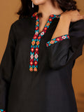 Varanga Women Mandarin Collar Embroidered Straight Kurta With Trouser & Floral Printed Dupatta