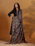 Varanga Women Mandarin Collar Embroidered Straight Kurta With Trouser & Floral Printed Dupatta