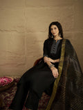 Varanga Women Thread Embroidered Yoke Kurta With Trouser & Jacquard Dupatta