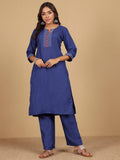 Varanga Women V Neck Straight Kurta With Pants & Dupatta