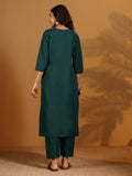 Varanga Women V Neck Kurta With Trouser And Printed Dupatta