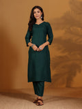 Varanga Women V Neck Kurta With Trouser And Printed Dupatta