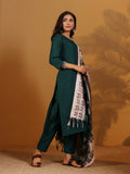 Varanga Women V Neck Kurta With Trouser And Printed Dupatta