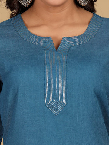 Varanga Women Thread detailed yoke Kurta and Trouser with Dupata