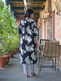 Bold Floral V Neck Printed Kurta With Trouser & Dupatta