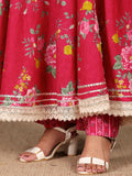 Floral Printed Angrakha Anarkali Kurta With Trouser & Dupatta