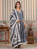 Varanga Women Floral Printed Angrakha Anarkali Kurta With Trouser & Dupatta