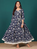 Varanga Women Floral Printed Angrakha Anarkali Kurta With Trouser & Dupatta