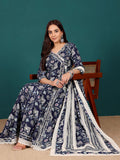 Varanga Women Floral Printed Angrakha Anarkali Kurta With Trouser & Dupatta