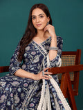 Varanga Women Floral Printed Angrakha Anarkali Kurta With Trouser & Dupatta