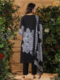 Bold Floral Printed V Neck Embroidered Kurta With Trouser & Dupatta