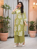 Varanga Women Ethnic Floral Printed V Neck Mirror Embroidered Kurta With Trouser & Dupatta