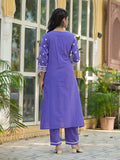 Ethnic Jall All Over Thread Embroidered Chikankari Kurta With Trouser & Dupatta