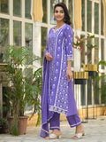 Ethnic Jall All Over Thread Embroidered Chikankari Kurta With Trouser & Dupatta