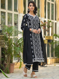 Ethnic Jall All Over Thread Embroidered Chikankari Kurta With Trouser & Dupatta