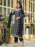 Ethnic Jall All Over Thread Embroidered Chikankari Kurta With Trouser & Dupatta