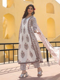 Varanga Women Floral Jaipuri Printed Gathered Princess Cut Flared Kurta With Trouser & Dupatta