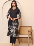 Varanga Women Floral Placement Printed V Neck Thread Embroidered Kurta With Trouser & Dupatta