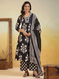 Varanga Women Ethnic Floral Printed V Neck Kurta With Trouser & Dupatta