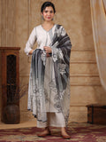 Varanga Women V Neck Sequin Hand Embroidered Floral Printed Kurta With Trouser & Printed Dupatta