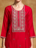 Varanga Women-Zari Embroidered Yoke Kurta With Trouser & Dupatta