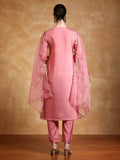 Varanga Women Zari Embroidered Yoke Kurta With Trouser & Dupatta