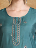 Varanga Women Thread & Sequin Embroidered Yoke Kurta With Trouser & Dupatta