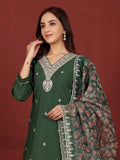 Varanga Women Zari & Sequin Embroidered V Neck Kurta With Trouser & Floral Printed Dupatta