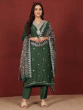 Varanga Women Zari & Sequin Embroidered V Neck Kurta With Trouser & Floral Printed Dupatta