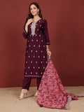 Varanga Women Zari & Sequin Embroidered Kurta With Trouser & Floral Printed Dupatta