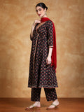 Varanga Women Floral Printed Angrakha Kurta with Trousers & with Dupatta
