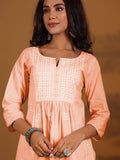 Varanga Women Round Neck Chikankari Embroidered Three Quarter Sleeve Kurta With Trouser & Dupatta