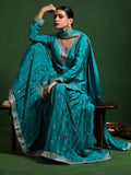 Varanga Women Zari Embroidered Yoke With Border Kurta With Sharara And Dupatta