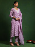 Varanga Women Floral Printed V Neck Kurta with Trouser & Dupatta
